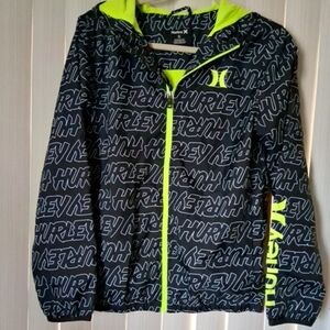 Youth XL Hurley Black and Neon Green Jacket